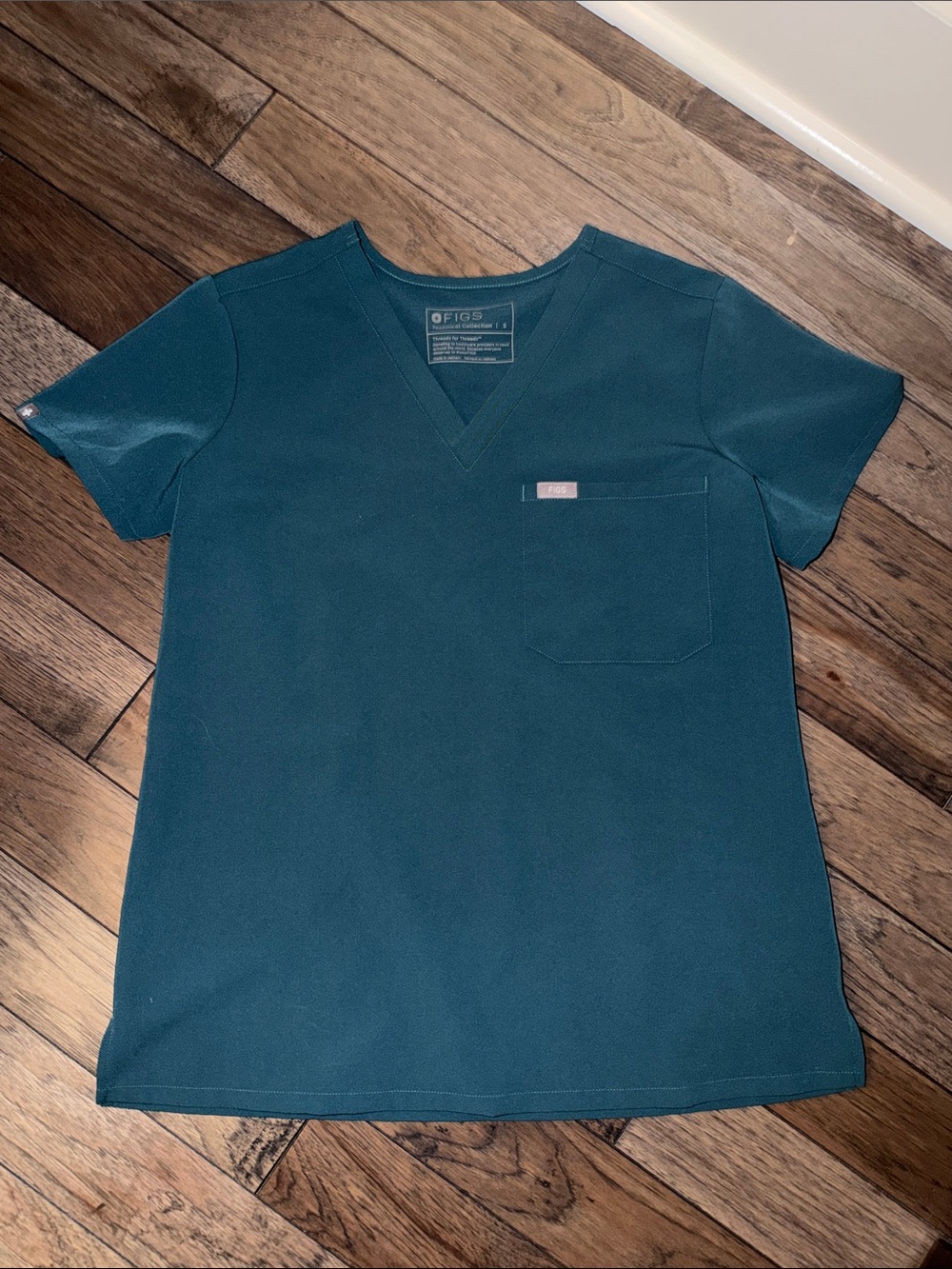 Figs Teal Short-Sleeve V-Neck Top